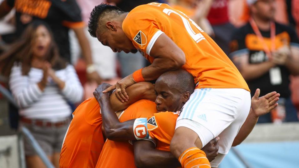 Houston Dynamo players celebrate